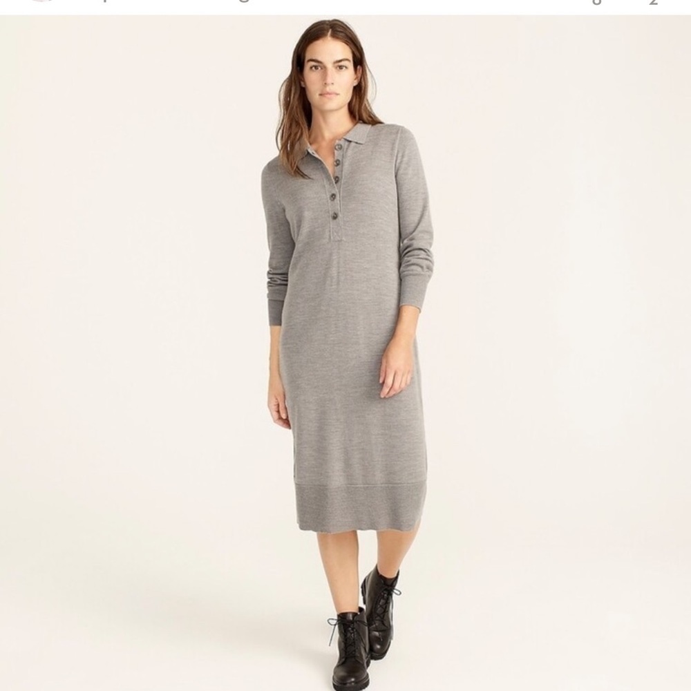 J. Crew long sleeve merino wool collared sweater dress V3.
